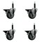 Service Caster 3.5'' Gray Poly Swivel 3/4'' Expanding Stem Caster Set with Brake, 4PK SCC-EX20S3514-PPUB-PLB-34-4 - alternate 1